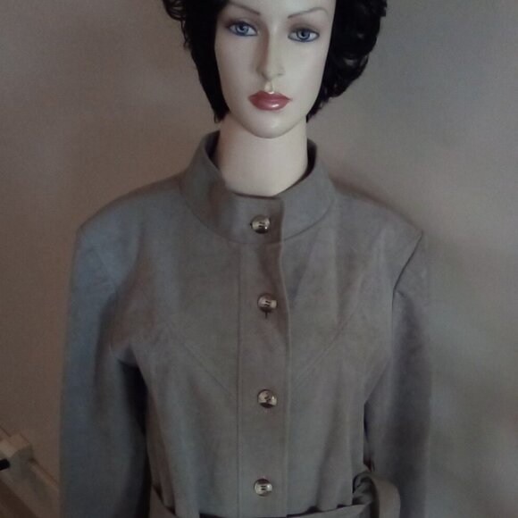 VTG Ultra Suede Majestic Garment Belted Trench Coat Size S - Picture 15 of 16